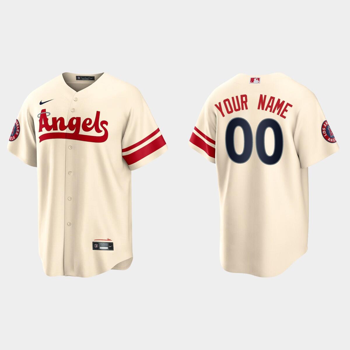 Men's Los Angeles Angels Active Player Custom 2022 Cream City Connect Cool Base Stitched Jersey Men's Los Angeles Angels Active Player Custom 2022 Cream City Connect Cool Base Stitched Jersey